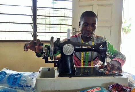 Richard Acheampong is a a participant of an embroidering training under ActionAid's project in the Greater Accra region