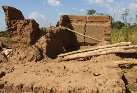 A destroyed home as a result of torrential rains in the Upper East region of Ghana