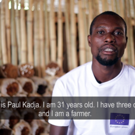 Paul Kadja, 31 years, details how mushroom farming training provided by ActionAid has improved his life