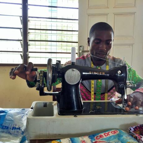 Richard Acheampong is a a participant of an embroidering training under ActionAid's project in the Greater Accra region