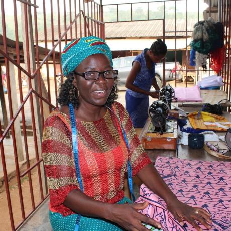 Kafui Cardigah Kwadade at her shop in Kadjebi