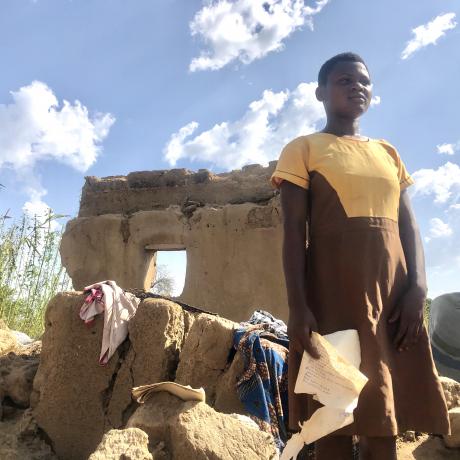 Elizabeth is a student who lost her study material when torrential rains and floods collapsed her home in the Upper East region of Ghana.